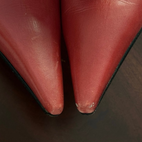 Alain Tondowski Paris Red Pointed Toe Sling Back Heels Size US 9 - Picture 12 of 12